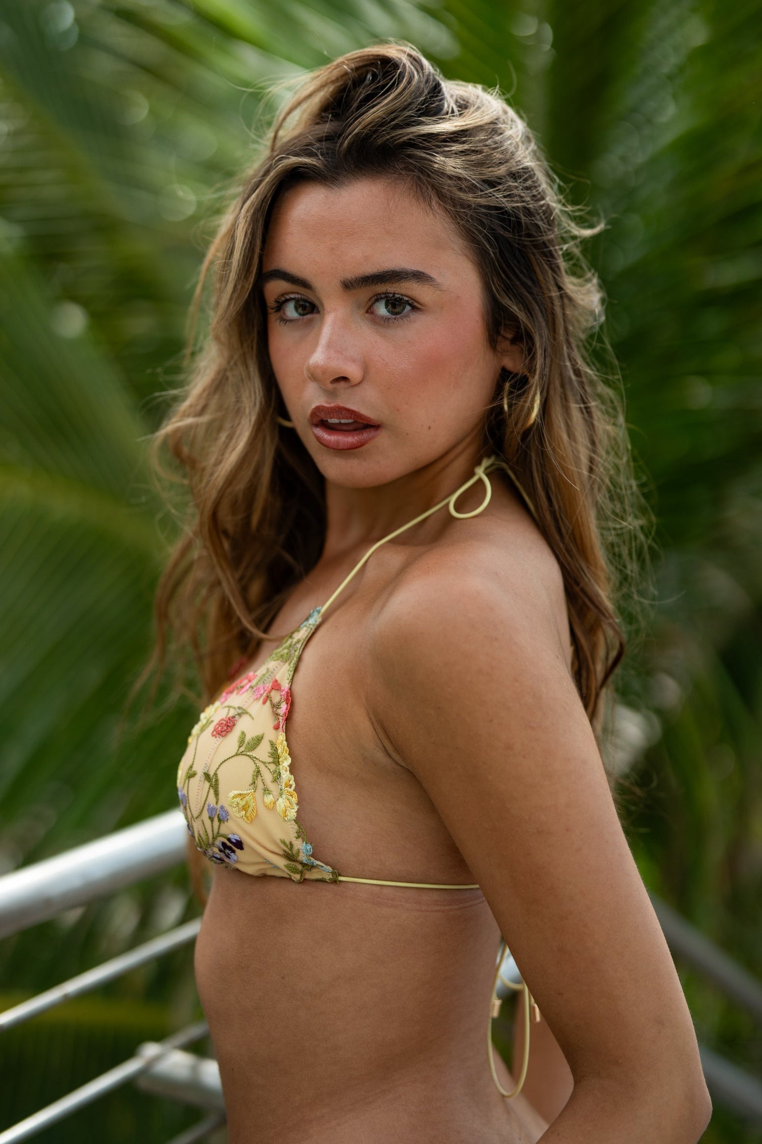 Lani in Butter Yellow Thin String Lace Top