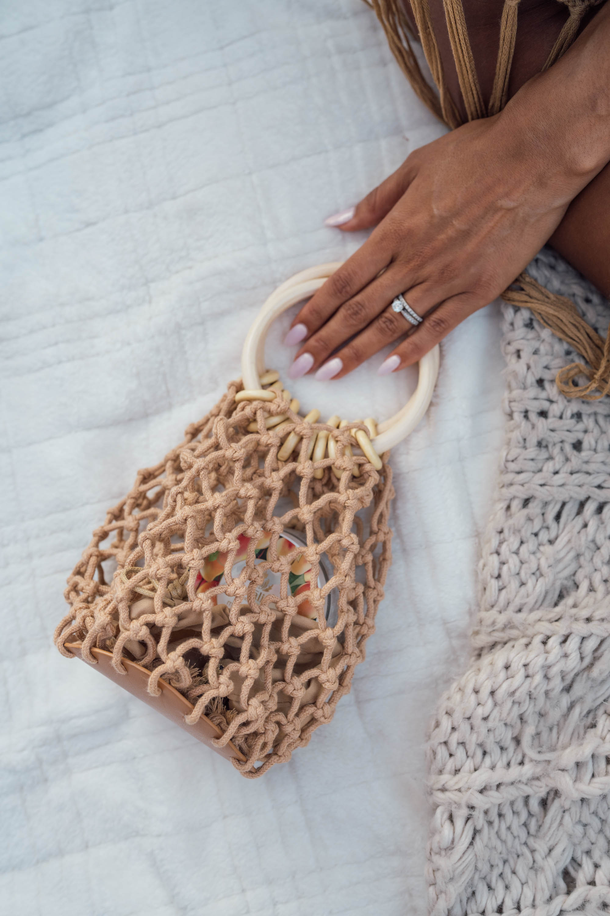 Brown Macrame Bucket Bag