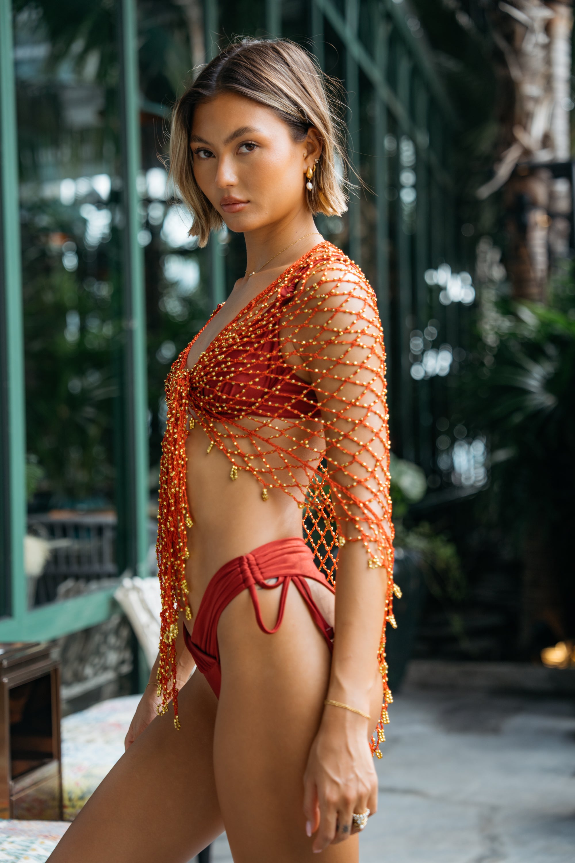 Rue Red Beaded Sarong