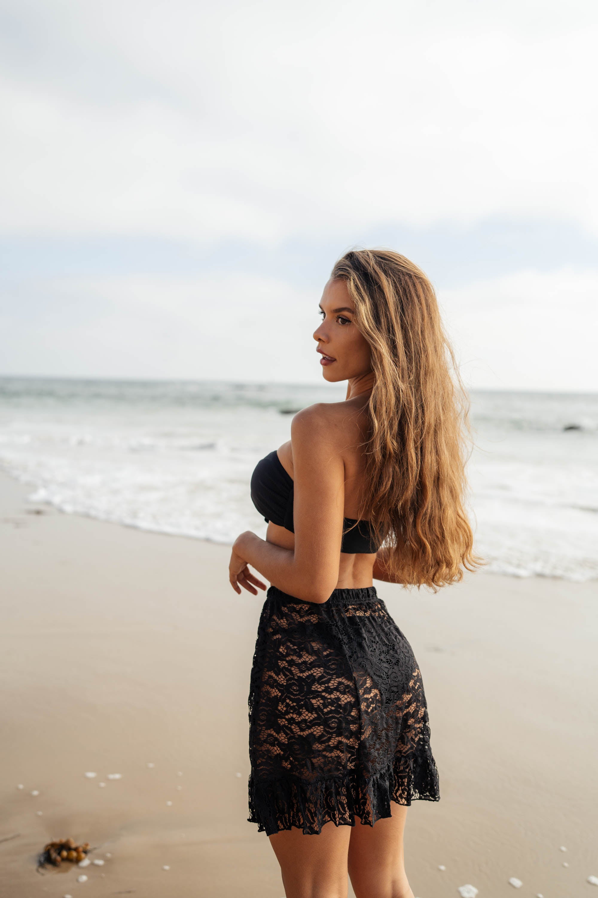 Lotus Black Lace Coverup Skirt