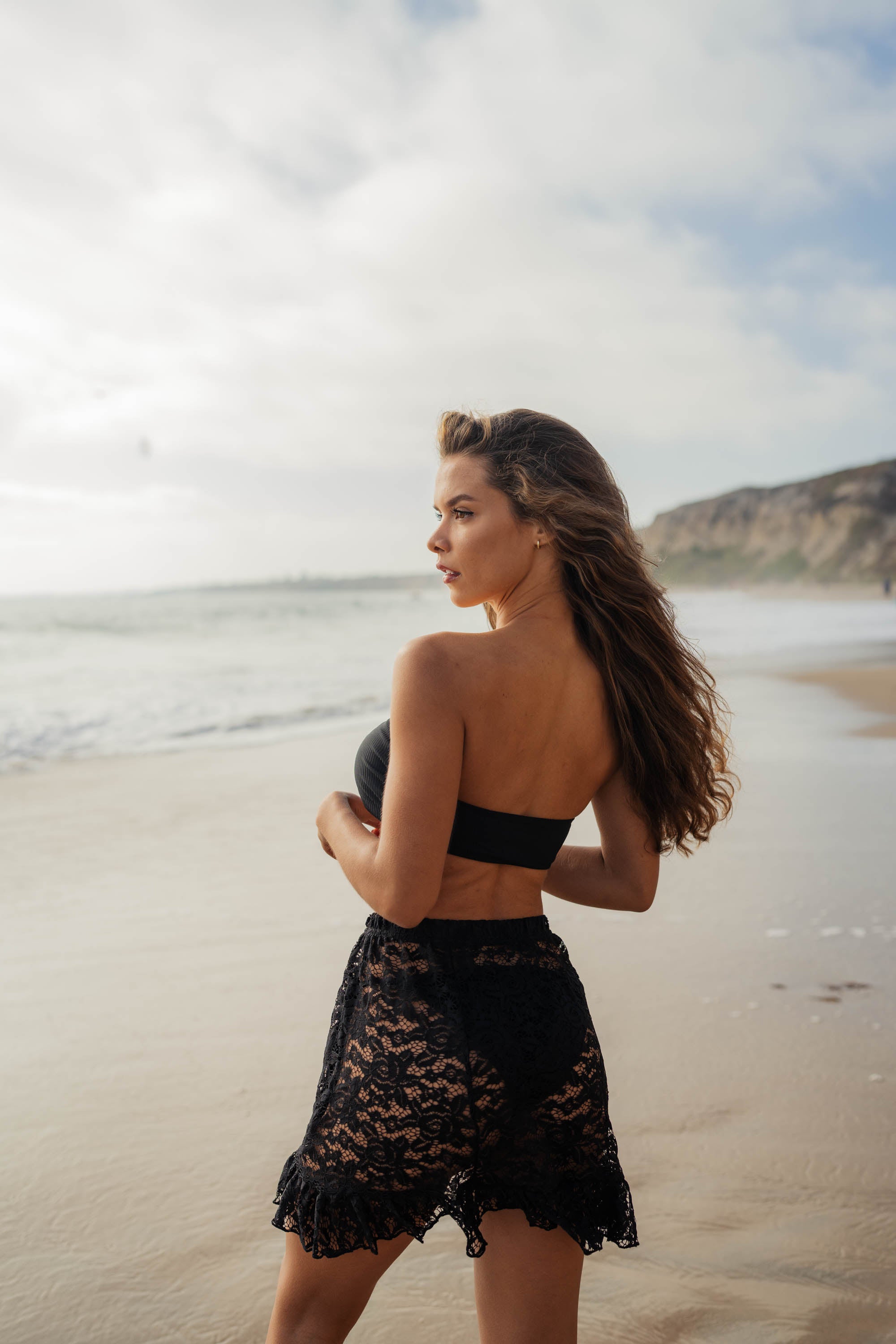 Lotus Black Lace Coverup Skirt