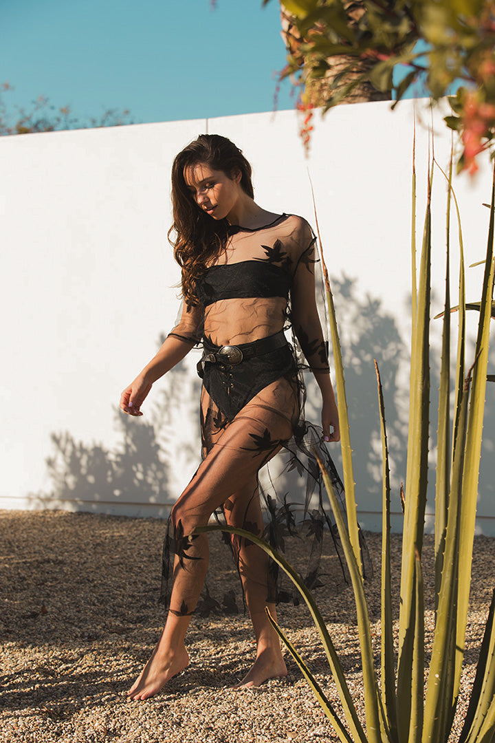Ren Embroidered Coverup Black