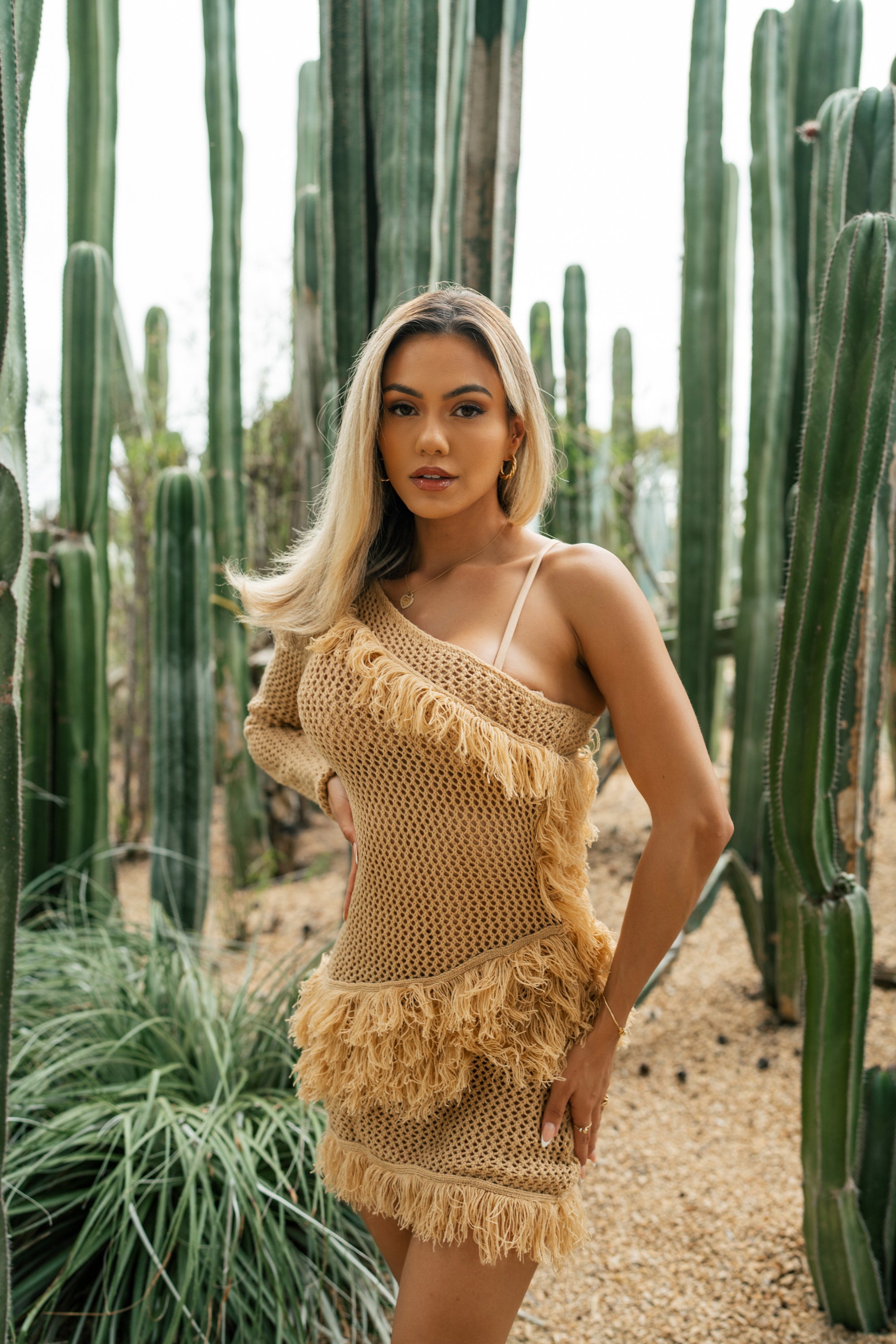 Kahili One Sleeved Coverup Net Dress