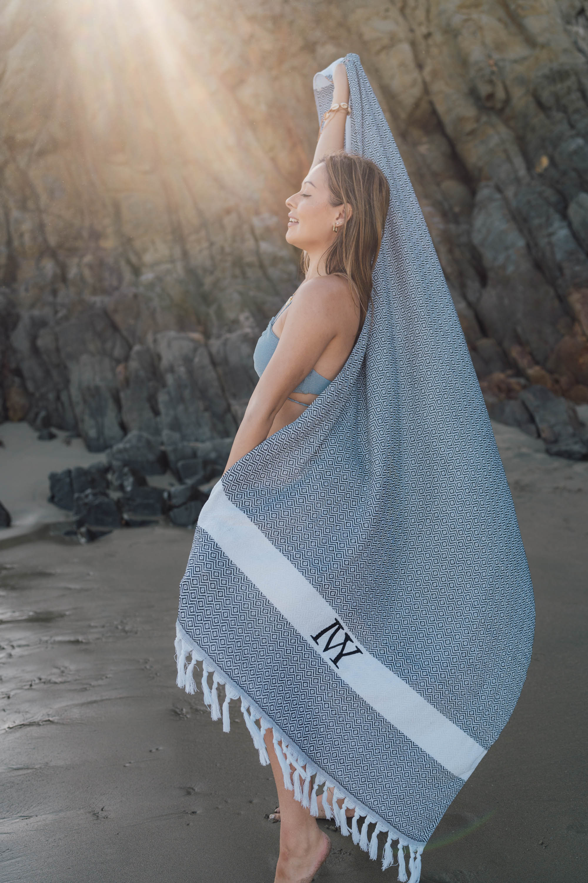 Diamond Woven Tassel Beach Towel