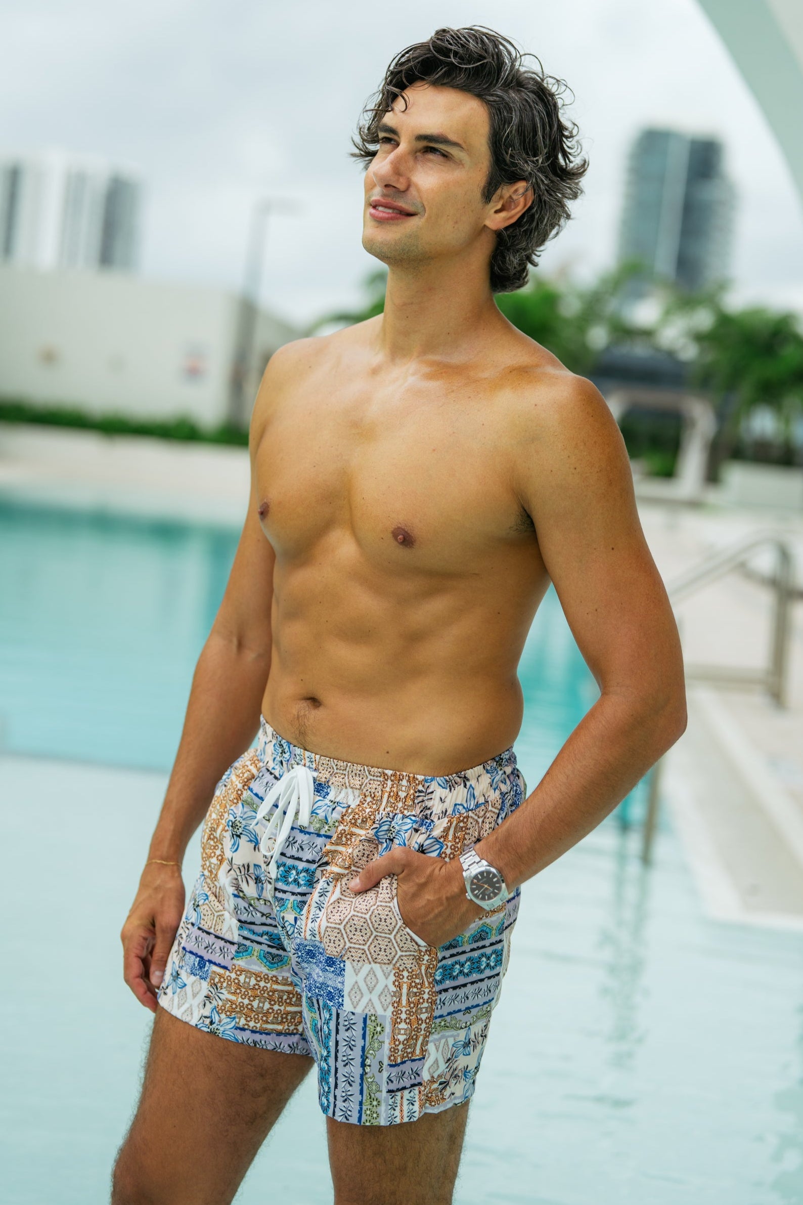 Eli Men’s Short in Baby Blue Mosaic