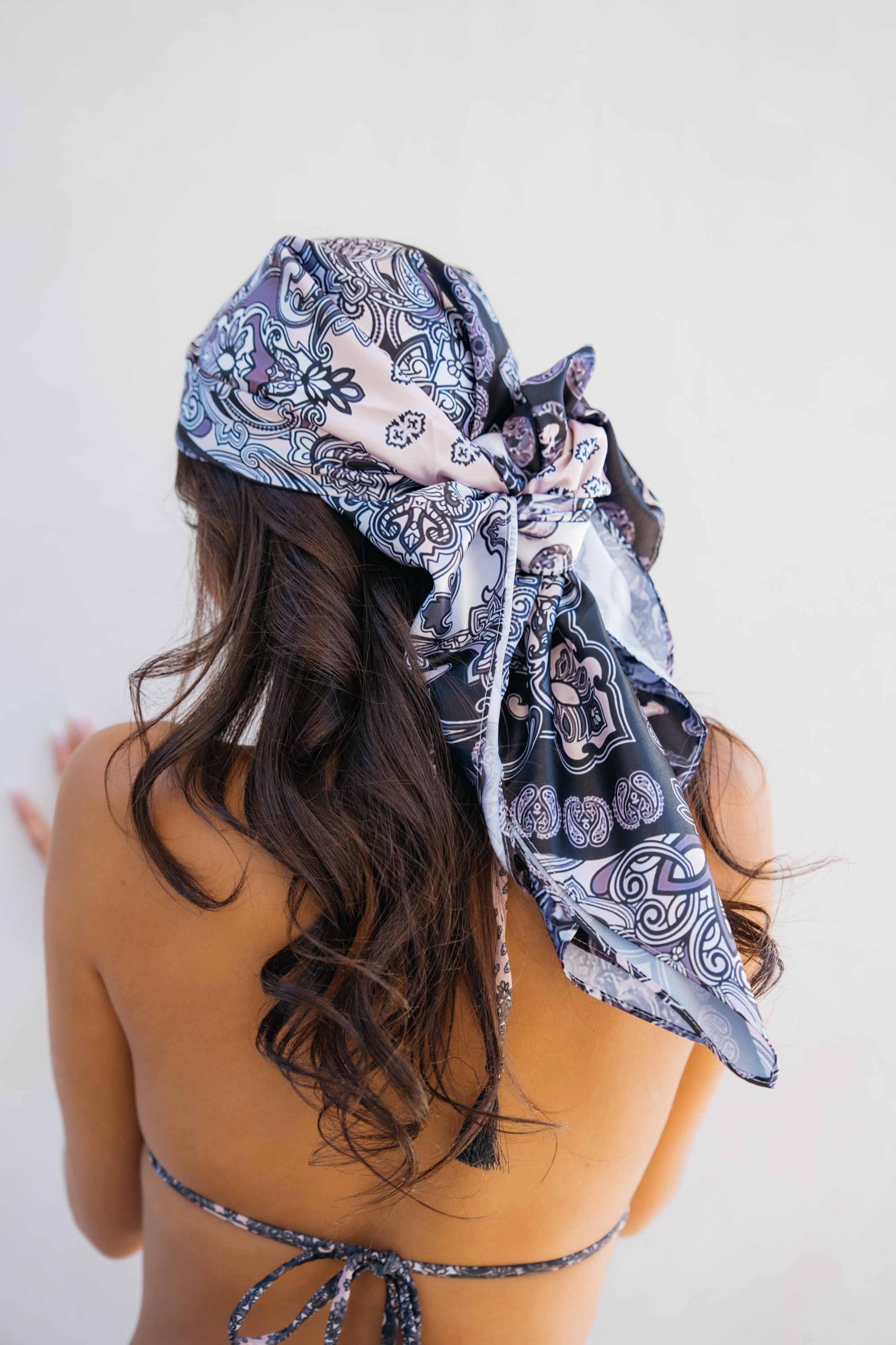 Harper in Mosaic Print Satin Scarf